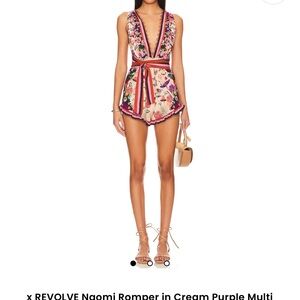 Agua Bendita Floral Romper in Cream and Purple